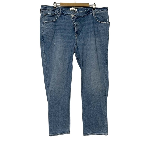 Abercrombie & Fitch Size 36 The 90s Straight Ultra High Rise Cross Waist Jeans - Picture 2 of 8